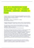 ISYE 6414 REGRESSION EXAM  QUESTIONS AND 100% CORRECT  ANSWERS | VERIFIED | GRADED A+  PASS!!