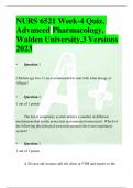 NURS 6521 Week-4 Quiz,  Advanced Pharmacology, Walden University,3 Versions