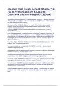 Chicago Real Estate School: Chapter 15: Property Management & Leasing Questions and Answers(GRADED A+)