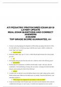 ATI PEDIATRIC PROTOCORED EXAM 2019  LATEST UPDATE  REAL EXAM QUESTIONS AND CORRECT  ANSWERS  4 EXAMS  TOP GRADE SCORE GUARANTEE, A+