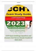 CCHT Exam Challenge Questions and Answers (122 Terms) Already Graded A+ 2023-2024.