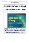 NBCOT Purple Book Test 2 Questions (50 terms) with Definitive Solutions, Already Graded A+ 2023-2024.