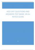 HESI EXIT QUESTIONS AND ANSWERS TEST BANK; AN A+ RATED GUIDE