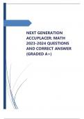 NEXT GENERATION ACCUPLACER: MATH 2023-2024 QUESTIONS AND CORRECT ANSWER {GRADED A+}  NB: answer key