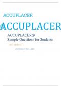 ACCUPLACER® Sample Questions for Students   2023 GRADED A+  ANSWER KEY INCLUDED