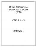 PSYCHOLOGICAL INTEGRITY EXAM (BSN) QNS & ANS 20232024