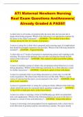 ATI Maternal Newborn Nursing  Real Exam Questions AndAnswers| Already Graded A PASS!!