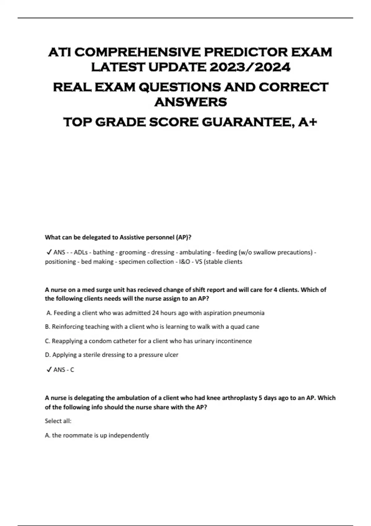 ati-comprehensive-predictor-exam-latest-update-2023-2024-real-exam