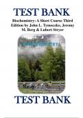 Test Bank for Biochemistry: A Short Course Third Edition by John L. Tymoczko ISBN 9781464126130 Chapter 1-41 | Complete Guide A+