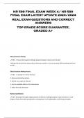 NR 599 FINAL EXAM WEEK 4/ NR 599  FINAL EXAM LATEST UPDATE 2023/2024  REAL EXAM QUESTIONS AND CORRECT  ANSWERS  TOP GRADE SCORE GUARANTEE,  GRADED A+ 