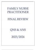 FAMILY NURSE PRACTITIONER FNP FINAL REVIEW QNS & ANS 20232024