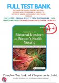 Test Bank Complete For Foundations of Maternal Newborn and Womens Health Nursing 7th Edition 9780323398947 | All Chapters with Answers and Rationals