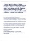  Tableau Specialist Exam, Tableau Desktop Specialist Certification Practice Questions, Tableau Desktop Specialist Exam Prep, Tableau Desktop Specialist Exam, Tableau Desktop Specialist Preparation, Tableau Desktop Specialist Questions with Complete Soluti