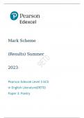 Pearson Edexcel GCE English Literature Advanced paper 3(9ET0/03)mark scheme for June 2023