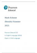 Pearson Edexcel GCE English Language Advanced Paper 2(9EN0/02)mark scheme for June 2023