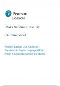 Pearson Edexcel GCE English Language Advanced subsidiary Paper 1(8EN0/01)mark scheme for June 2023