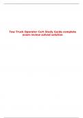 Tow Truck Operator Cert Study Guide complete exam review solved solution