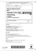 Pearson Edexcel GCE A Level Psychology Paper 2 (9PS0/02) QUESTION PAPER for June 2023