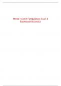 Mental Health Final Questions exam 3