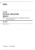 AQA GCSE PHYSICAL EDUCATION 8582/2 Paper 2 JUNE 2023 MARK SCHEME: Socio-cultural influences and wellbeing in physical activity and sport