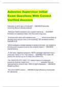 Asbestos Supervisor Initial  Exam Questions With Correct  Verified Answer