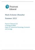 Pearson Edexcel GCE Biology B ADVANCED Paper 2(9BIO) mark scheme for June 2023