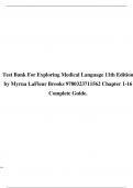 Test Bank For Exploring Medical Language 11th Edition by Myrna LaFleur Brooks 9780323711562 Chapter 1-16 Complete Guide.