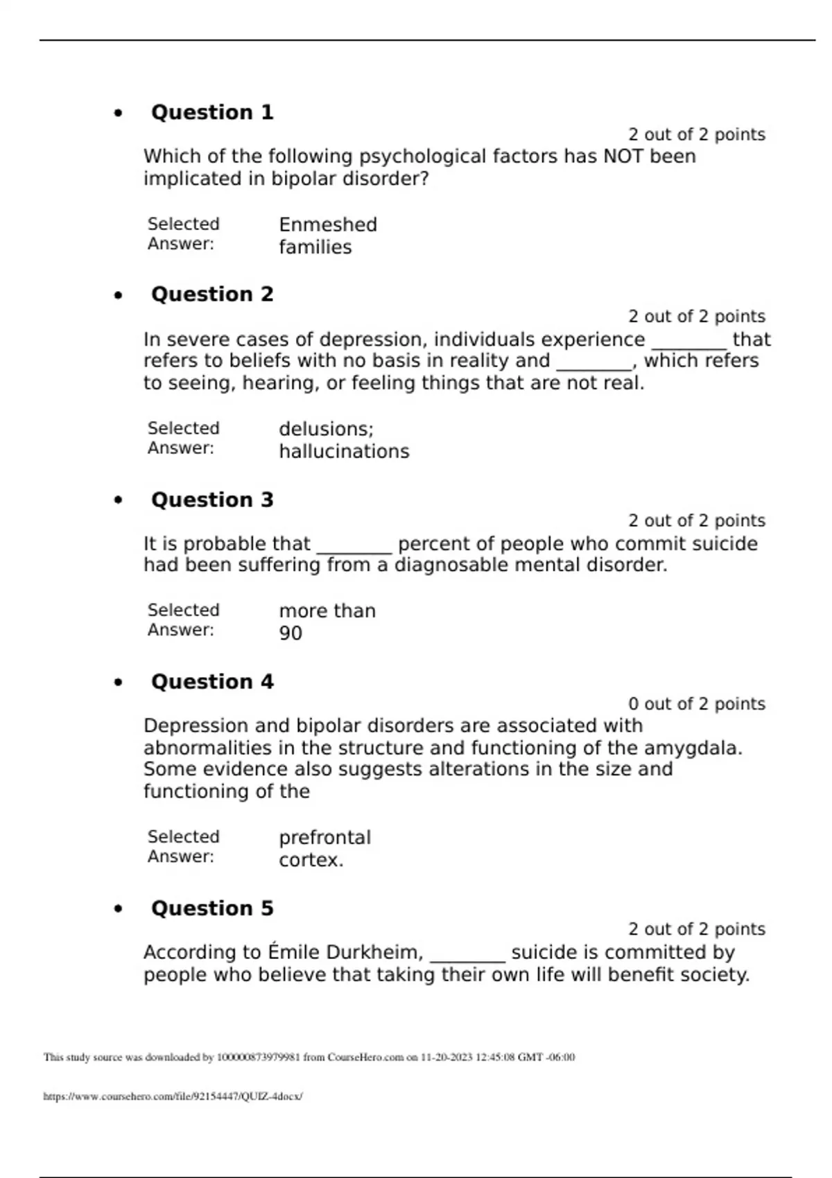 PSY 381 QUIZ 4 (30 Out Of 30) Questions And Verified Answers| 100% ...