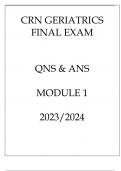 CRN GERIATRICS FINAL EXAM QNS & ANS MODULE 1 20232024.
