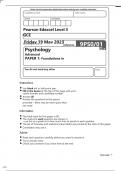 Edexcel Psychology 9PS0/01 Question Paper May2023.