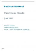 Edexcel Psychology 8PS0/01 Mark Scheme June2023.