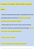 TEST BANK ESSENTIALS OF PSYCHIATRIC MENTAL HEALTH NURSING 8TH ED CONCEPTS OF CARE IN EVIDENCE-BASED PRACTICE MORGAN TOWSEND