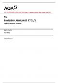 AQA AS ENGLISH LANGUAGE 7701/2 Paper 2 Language varieties Mark scheme June 2023 Version: Final 1.0