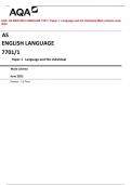 AQA AS ENGLISH LANGUAGE 7701/1 Paper 1 Language and the individual Mark scheme June 2023 Version: 1.0 Final