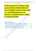 RN Nursing Care for Children online practice 2019 A, B With NGN & ATI Care of Children Online Practice 2019 A, B  with NGN Questions and Answers / Verified Answers | Rated A+ Guide 2023-2024