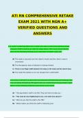 ATI RN COMPREHENSIVE RETAKE EXAM 2021 WITH NGN A+ VERIFIED QUESTIONS AND ANSWERS