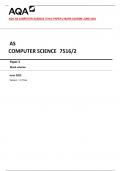 AQA AS COMPUTER SCIENCE 7516/2 Paper 2 Mark scheme June 2023 Version: 1.0 Final