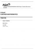 AQA A-level FURTHER MATHEMATICS 7367/3S Paper 3 Statistics Mark scheme June 2023 Version: 1.0 Final