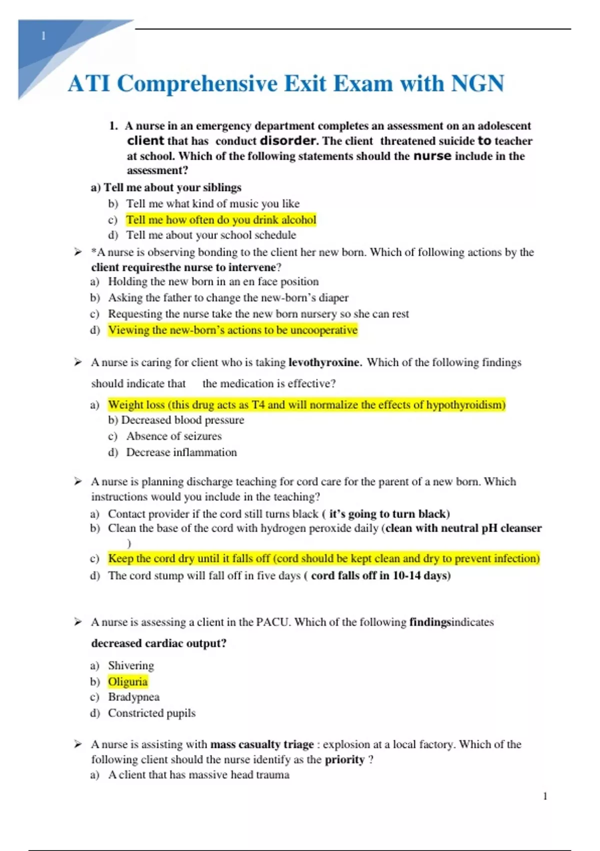 ATI COMPREHENSIVE EXIT EXAM 2023 WITH NGN/ATI COMPREHENSIVE EXIT RETAKE