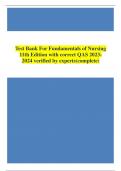 Test Bank For Fundamentals of Nursing 11th Edition with correct QAS 2023- 2024 verified by experts(complete)