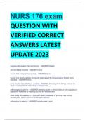 NURS 176 exam QUESTION WITH VERIFIED CORRECT ANSWERS LATEST UPDATE 2023