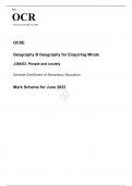 OCR GCSE (9–1) Geography B  (Geography for Enquiring Minds) J384/02 JUNE 2023 MARK SCHEME: People and Society