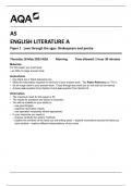 AQA AS  ENGLISH LITERATURE A  Paper 1   Love through the ages: Shakespeare and poetry 7711-1-QP-EnglishLiteratureA-A-18May23