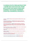 FLORIDA STATE FIRE INSTRUCTOR  1 EXAM 2023-2024 ACTUAL EXAM WITH OVER 300 QUESTIONS AND  CORRECT DETAILED ANSWERS  (VERIFIED ANSWERS) GRADED A