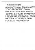 Pharmacy: 486 Questions and Answers 100% VERIFIED 2023/2024