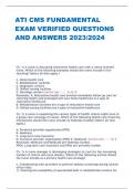 ATI CMS FUNDAMENTAL  EXAM VERIFIED QUESTIONS  AND ANSWERS 2023/202