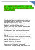 EMT MIDTERM EXAM 150 VERIFIED  QUESTIONS AND ANSWERS LATEST  UPDATE 2023