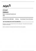 AQA A-level  FRENCH  Paper 1 Listening Transcript June 2023 7652-1-T-TRAN-French-A-12Jun23