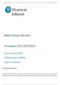 A-Level Edexcel Statistics 2022 Paper Mark Scheme LATEST UPDATED-2023/2024 