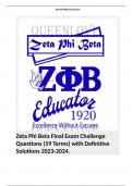 Zeta Phi Beta Final Exam Challenge Questions (59 Terms) with Definitive Solutions 2023-2024.  